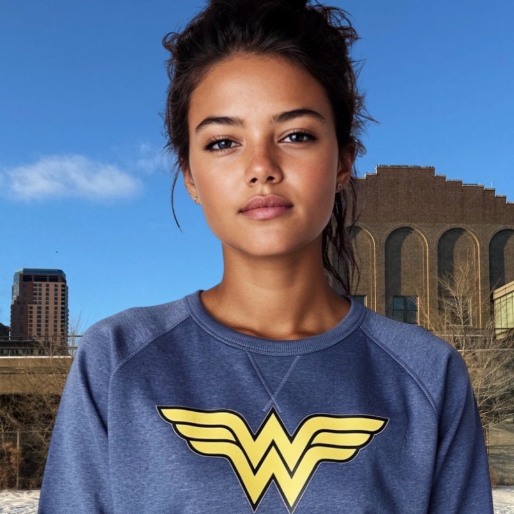 Wonder Woman Custom Denim French Terry Sweatshirt Size 2XL - Picture 2 of 8